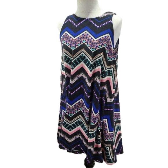 planet gold multi colored zigzag tank top - Picture 1 of 10